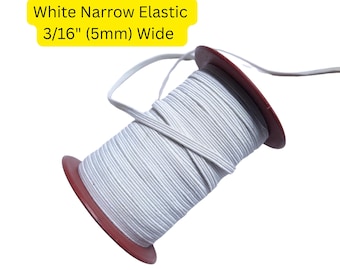 Narrow White Flat Elastic Band, Sewing Supplies (3/16" Wide)