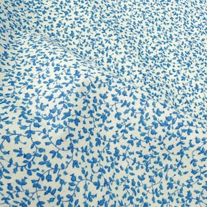 100% Cotton Fabric in Aqua Blue Calico Floral, Quilting Weight Cotton, Apparel Fabric, Fabric by the Yard, Half Yard, Quarter Yard
