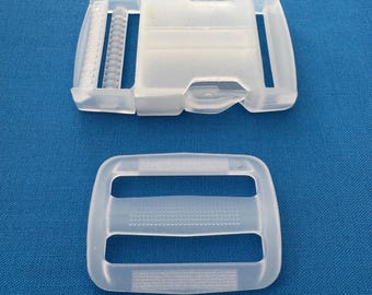 1.5" Transparent Buckle Set, Quick Release Buckle and Slider Combo