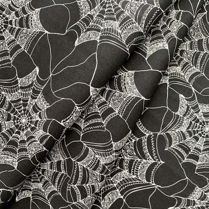 Black Spider Web Cotton Fabric Halloween Fabric by the Yard - Etsy