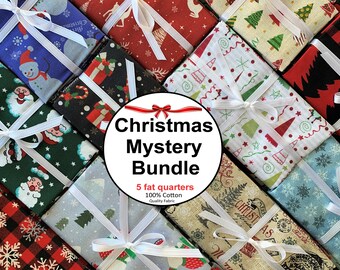 12PCS Christmas Cotton Fabric Bundles Precut Fabric Patchwork Christmas Tree Santa Claus Red Green Fabric Scrap for Christmas DIY Quilting 16 x 16 Inch Fat Quarters Fabric Sewing Squares Bundle