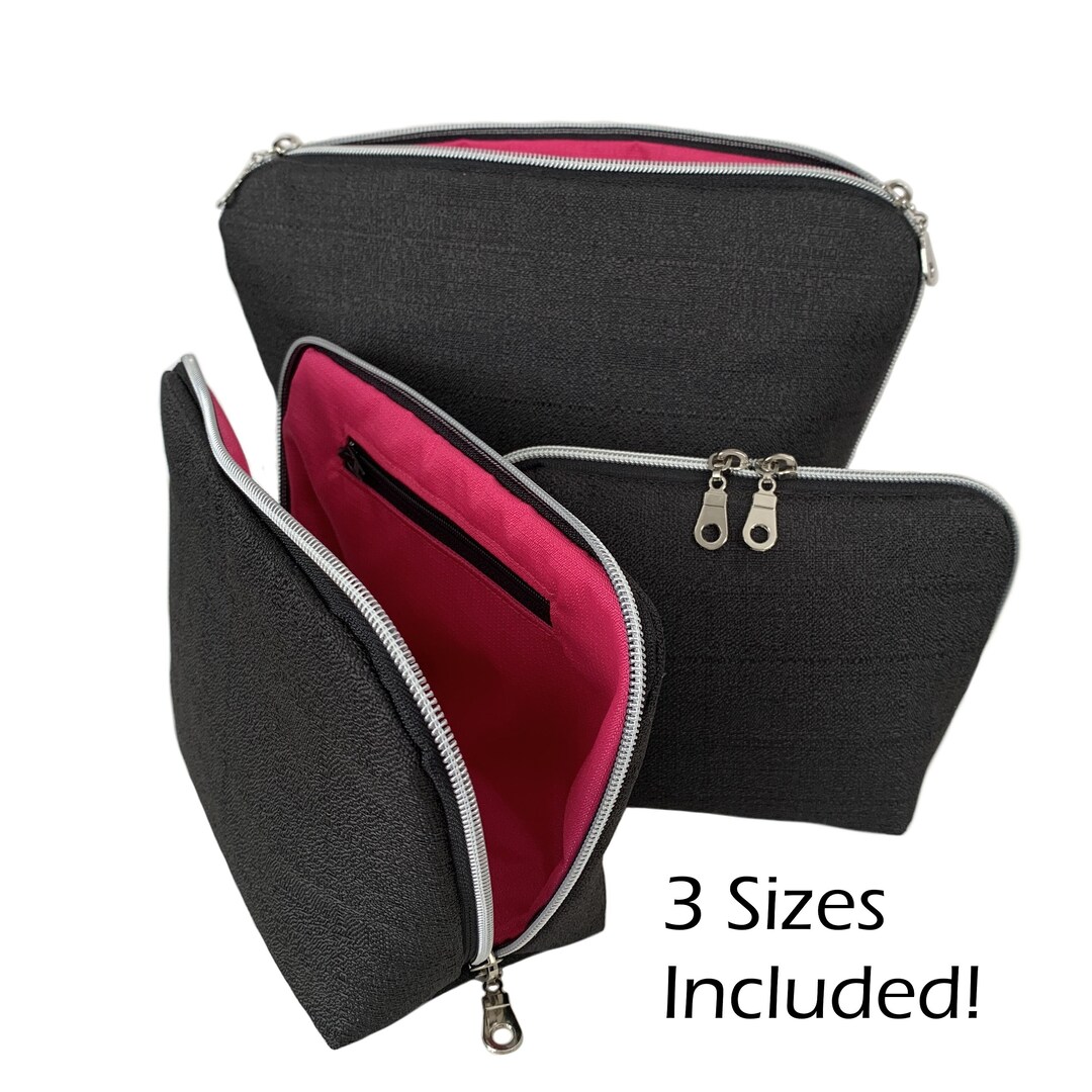 Perfect Makeup Bag Set of 3 PDF Sewing Pattern, Zippered Cosmetic Case