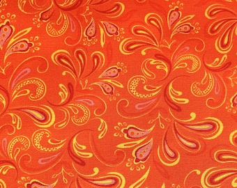Oranger Paisley Print Baumwollstoff, Quilting & Wohndeko