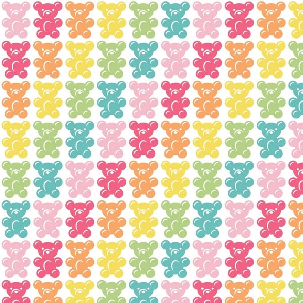 Camelot Fabrics "Be The Rainbow" ~ 21200407-01 White  EM Bright Gummy Bear ~ 100% Cotton Fabric, Quilting Cotton, Fabric for Clothing, DIY