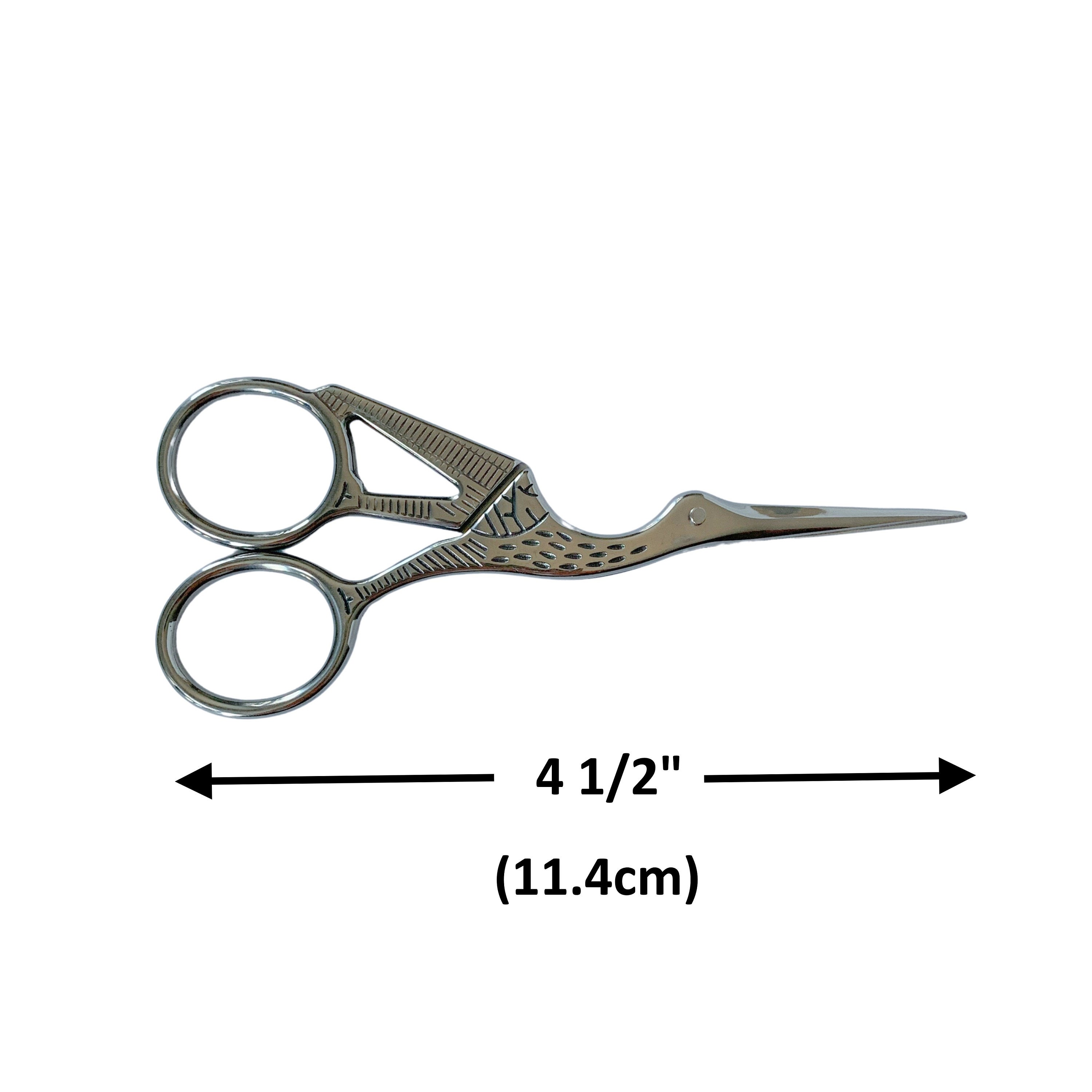 Stork Bird Embroidery Scissors - Small Stainless Steel Craft Scissors, 3.5 Inch (White)