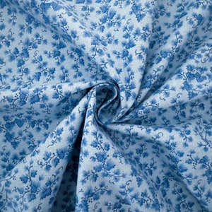 Blue Foliage 100% Cotton Fabric, Quilting Weight Cotton, Home Decor Fabric, Fabric by the Yard, Half Yard,
