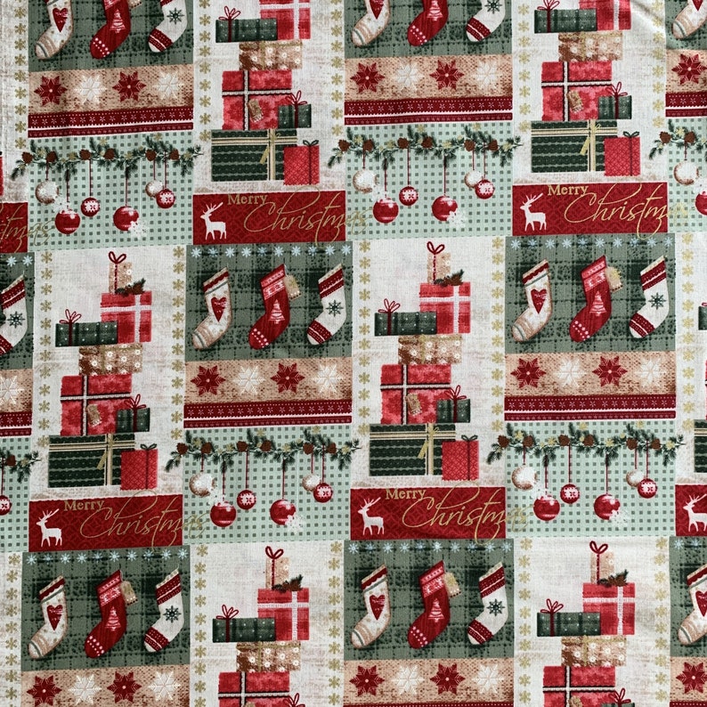 100% Cotton Fabric Merry Christmas Gifts & Stockings - Etsy