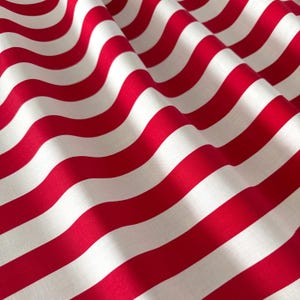 Red and White Stripe 100% Cotton Fabric, 1" Wide Stripes