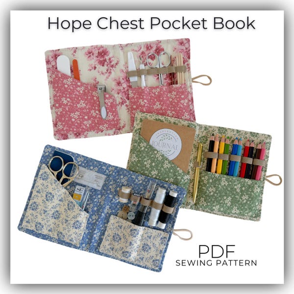 Hope Chest Pocket Book Sewing Pattern, Journal Notebook Digital Download Tutorial