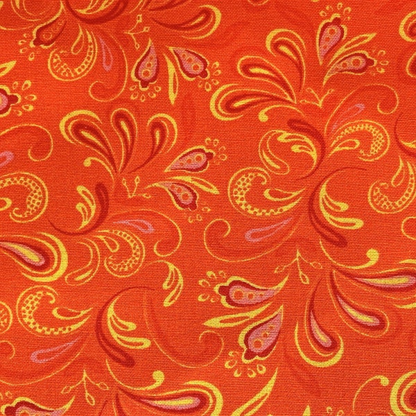 Orange Gala 100% Cotton Fabric, Premium Classics Cotton, Quilting Weight Cotton, Home Decor Fabric, Fabric by the Yard, Half Yard,Home Decor