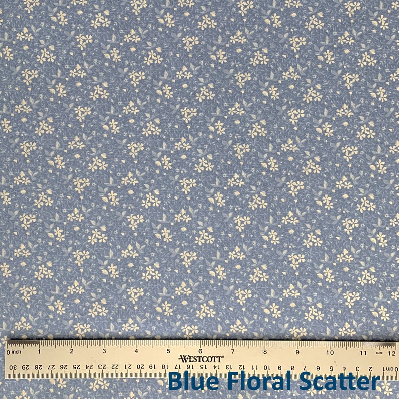 Blue Floral 100% Cotton Fabric, Botanicals Hope Chest Florals Collection , Fabric by the Yard, Blue Botanicals, Quilting Fabric 45 Inch Wide Blue Floral Scatter