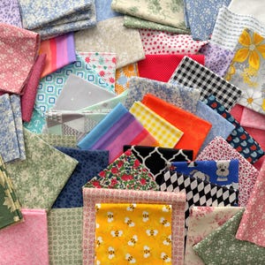 Cotton Fabric Remnants, 10" Squares & Rectangles, Quilt Material