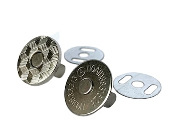 Thin Magnetic Purse Snap Set (18mm), Silver 3/4" Diameter