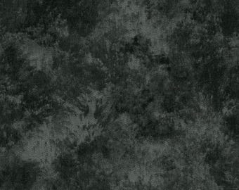 Black Tonal Cotton Fabric, Marbled Charcoal Dark Gray Print, Quilting Weight