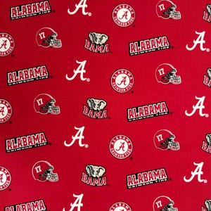 Alabama Crimson Tide NCAA College Tone on Tone Design 43 inches wide 100% Cotton Quilting Fabric, Roll Tide Sykel Enterprise Fabric