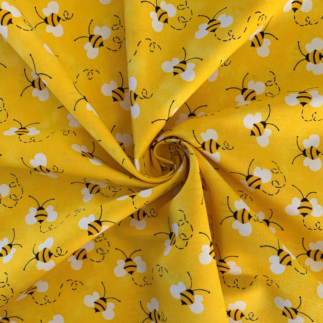 Honey Bee Cotton Fabric – Sunny Yellow Bumble Bees Print - Etsy
