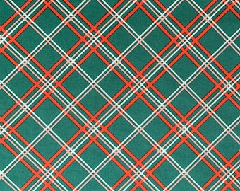 Christmas Tartan Plaid 100% Cotton Fabric, Holiday Home Decor
