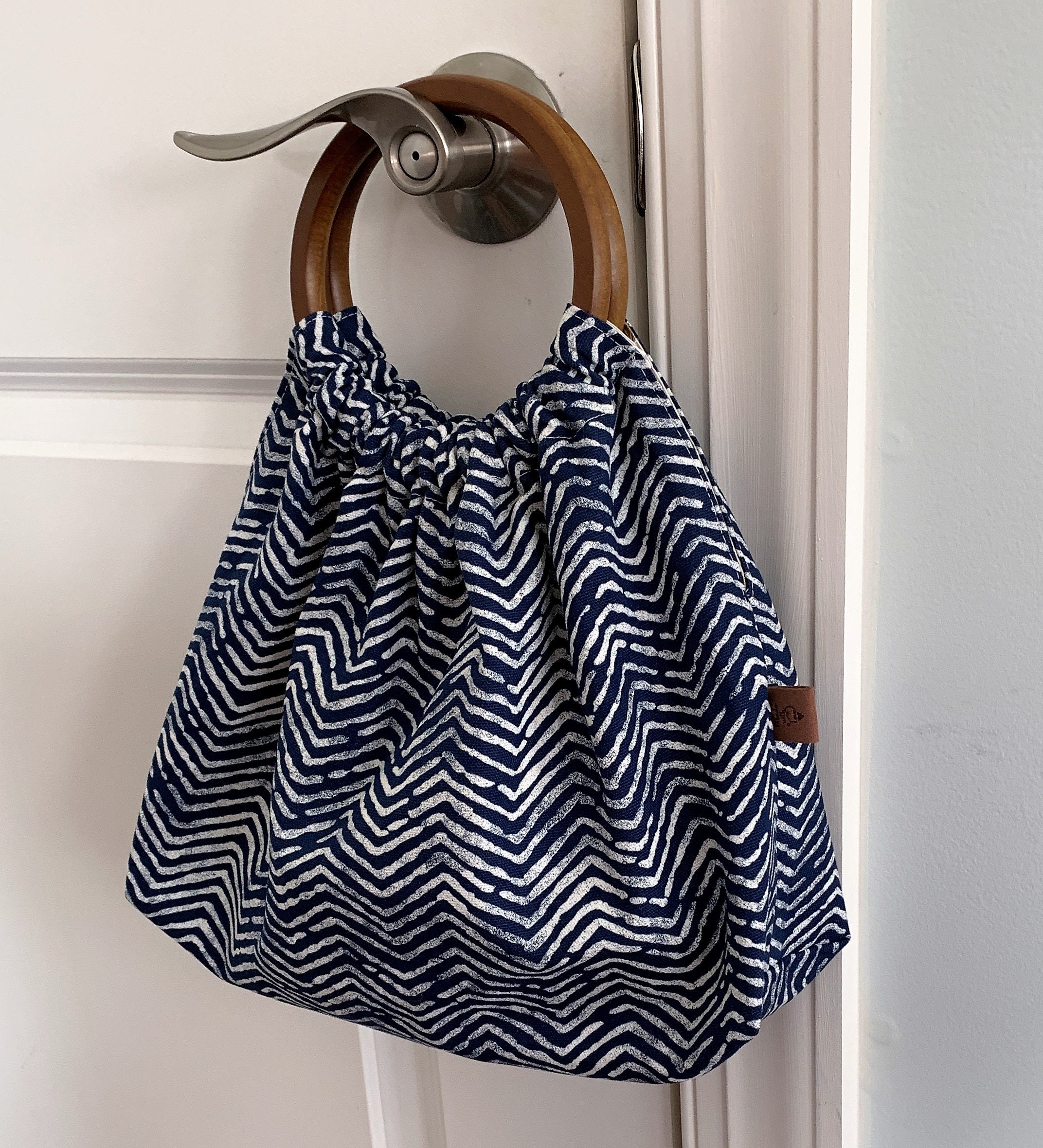 Wood Handle Purse Pattern Modern Granny Bag Bamboo Handle Bag Ring Handle Bag PDF Sewing Pattern