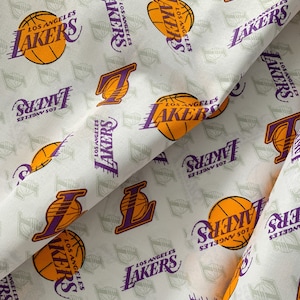 Tissu en coton NBA, tissu de basket-ball Los Angeles Lakers, équipe sportive des LA Lakers, matériau de basket-ball professionnel au quart, demi-mètre et mètre
