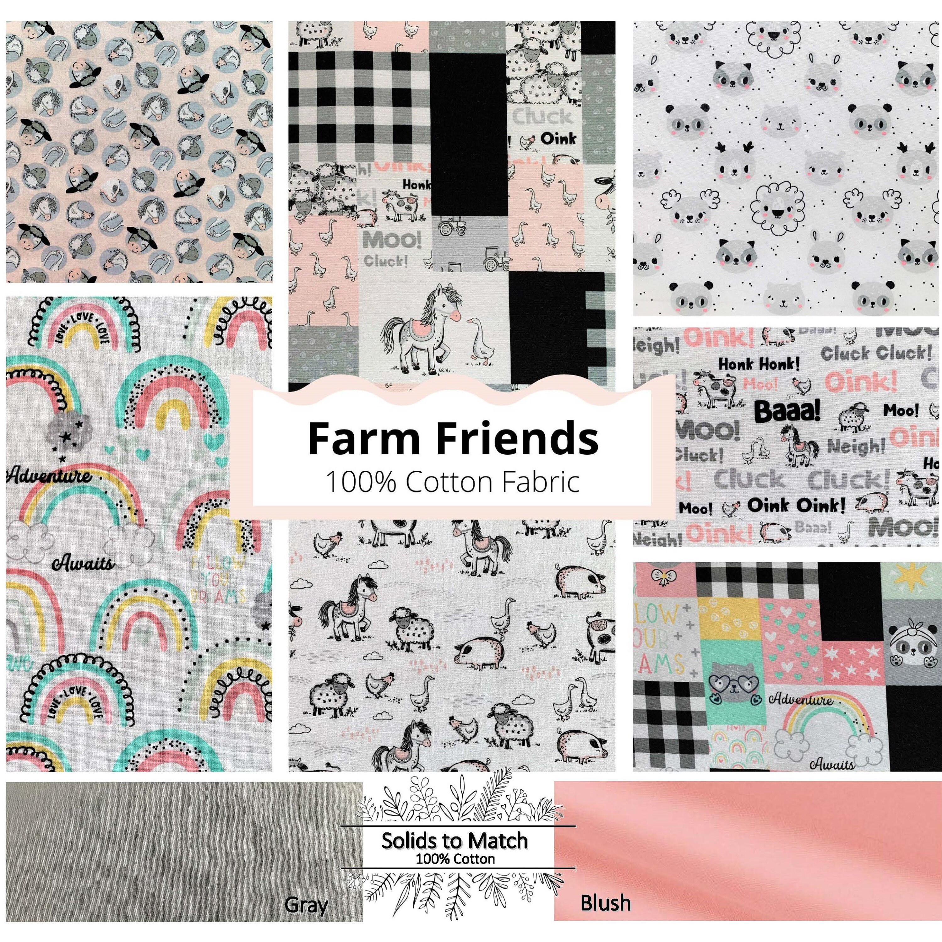 Farm Friends 100% Cotton Fabric Series, Childrens and Nursery Cotton …