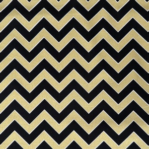 Gold Shimmer Chevron 100% Cotton Fabric, by Emma & Mila