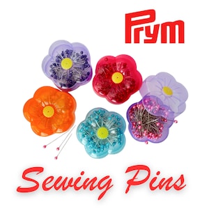 Alfinetes de costura Prym em recipiente para flores, alfinetes de aço inoxidável com cabeça de pérola para costura e artesanato, alfinetes de costura de alta qualidade, 40 mm de comprimento