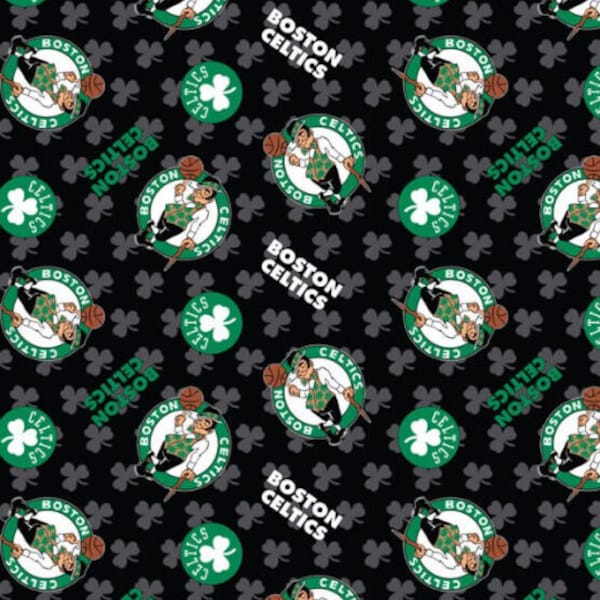 Boston Celtics Pro Basketball Fabric, 100% Cotton, NBA Pro Basketball Team Logo Fabric, Quilting Weight Licensed Fabric, Go Celtics!