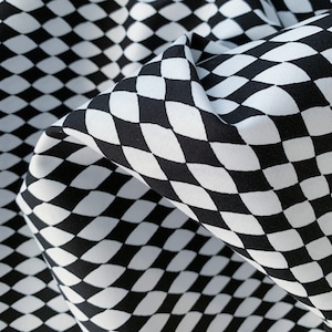 Diamond Print Black & White 100% Cotton Fabric, Loralie Designs Fabric, Premium Quality Fabric, Sold By The Yard, Half Yard, Quarter Yard