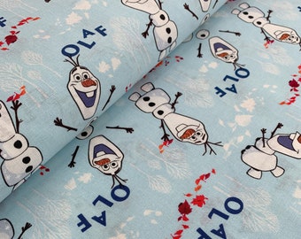 Frozen Olaf Disney Fabric, Light Blue Cotton, Springs Creative