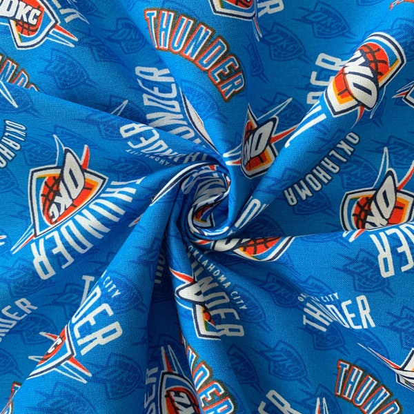 Oklahoma City Thunder Pro Basketball Fabric, 100% Cotton, NBA Pro Basketball Team Logo Fabric, Quilting Weight Licensed Fabric, Go OKC!