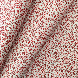 Tessuto 100% cotone in calicò rosso floreale, cotone robusto per trapuntatura, tessuto per abbigliamento, tessuto tagliato su misura, mezzo metro, quarto di metro