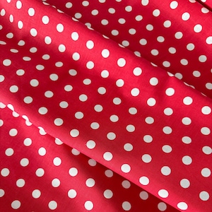 100% Cotton Fabric, Dots on Red, 1st Quality  Quilting Fabric, Fabric by the Yard, Half Yard, Home Decor Fabric, Apparel fabric