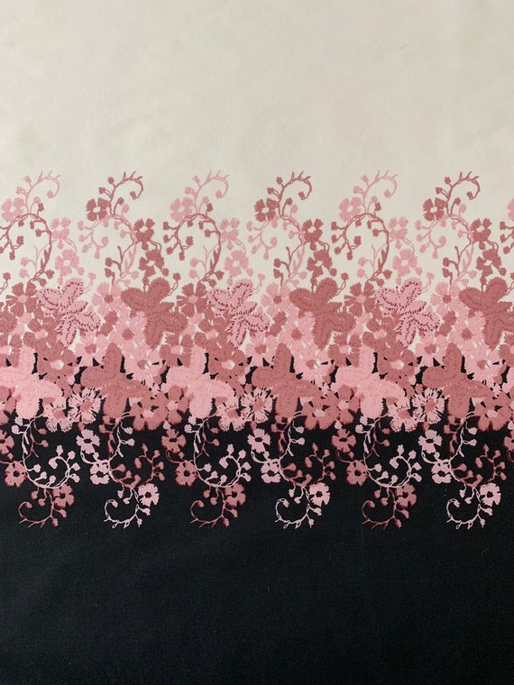 Floral Double Border Cotton Batiste Fabric, 56" Wide