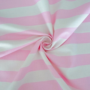 Pink & White Stripe 100% Cotton Fabric, First Quality Fabric, Fabric, Sold By The Yard, Half Yard, Quarter Yard, Wide Stripe Pink and White