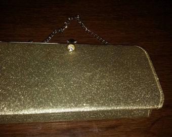 Vintage Gold glittery clutch purse with strap