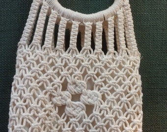 Mid Century Crochet Purse with handles, Giannini handbag