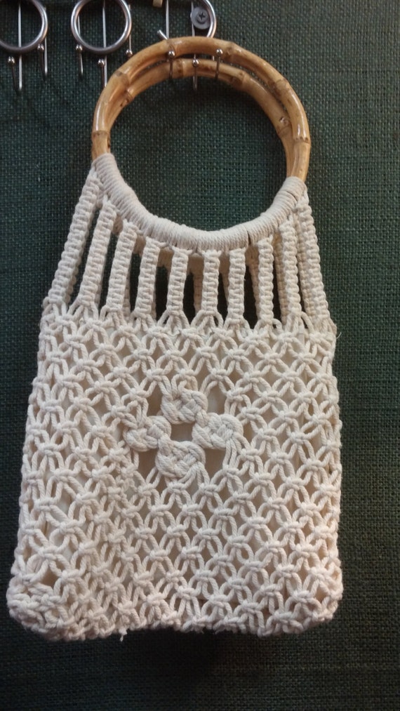 Mid Century Crochet Purse with handles, Giannini h
