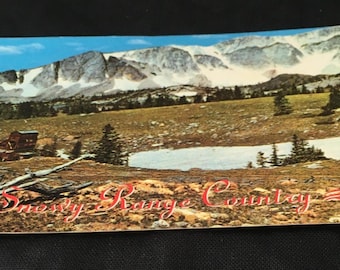 Vintage scenic Wyoming postcard winter mountain memorabilia