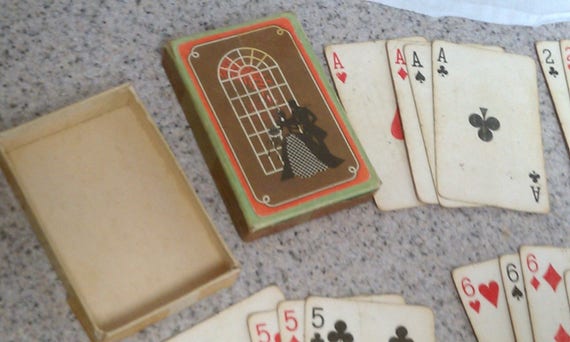 Vintage Rendezvous playing cards in original box, 1930s playing cards, bridge cards, collectible playing cards, canasta cards Vintage Rendezvous playing cards in original box, 1930s playing cards, bridge cards, collectible playing cards, canasta cards