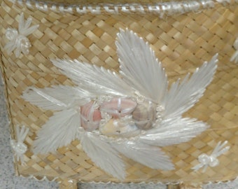 バッグ Vintage Straw World*Hialeah.Florida Vtg Straw World Floral Shell Design Purse - Etsy