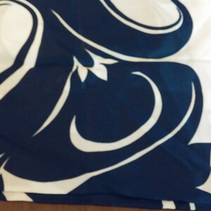 Vintage 1980s head or neck scarf dark blue and white art deco style