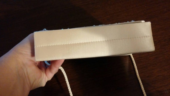 Vintage Beaded ivory clutch hand bag purse with s… - image 3