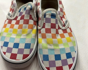 Multi Color Checkered Slip-On Shoes size 12.5