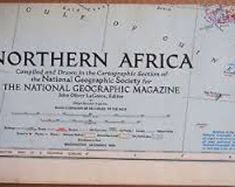 1954 Vintage National Geographic Map of Northern Africa, Map and Globe, vintage map ephemera