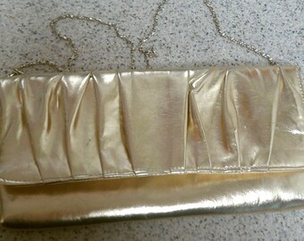 Vintage gold lame glittery clutch purse with strap