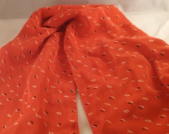 Red rectangular silk scarf, 1980s