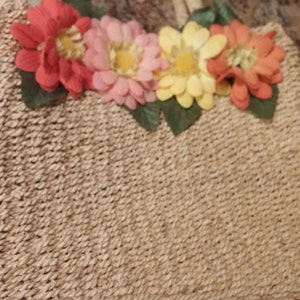 Purse, vintage straw purse, floral straw purse, handbag, vintage beach purse, vintage handbag,  purse, handbag, vintage straw beachbag