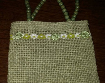 Vintage Olive burlap handbag