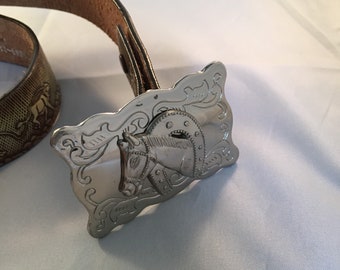WCM New York Ladies Leather Belt With Sterling Horse Belt  display picture 1