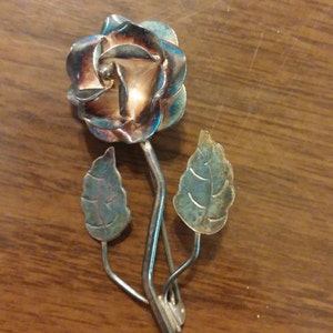 Vintage tarnished sterling silver rose lapel pin, 929 lapel pin, silver rose pin with patina, rose lapel pin, hat pin, silver hat pin,